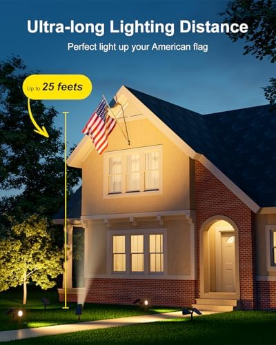 FALOVE 4 Pack Solar Spot Lights Outdoor Warm White LED Waterproof Landscape - Image 2