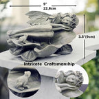 Garden Fairy Statue,Garden Sleeping Angel on Lotus Leaf with Bird Feeder Feature Outdoor Decor Sculptures Figurine Gardening Lawn - Image 2