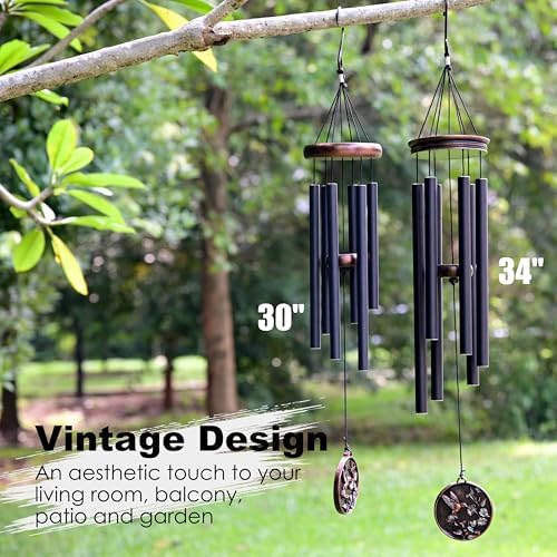 Vanquer Gift Wind Chimes for Outside - 30'' Wind Chimes Outdoor Clearance, Windchimes Outdoors, Memorial Wind Chimes, Sympathy Gift, Patio, Home Décor, Vintage Black (30" Hummingbird) - Image 5