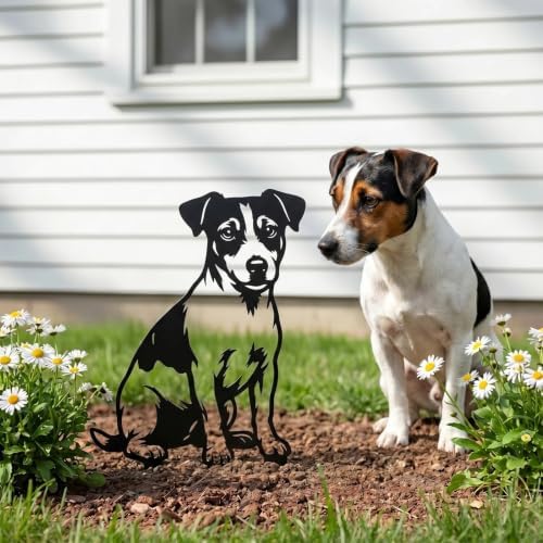 Dog Metal Garden Stake - Weatherproof Dog Silhouette Yard Art, Decorative Outdoor Sign for Lawn & Patio, Heartfelt Gift for Soft Jack Russell Terrier Metal Silhoutte Lovers - Image 3