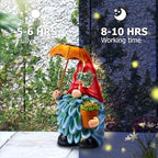 Solar Outdoor Statues Gnome Garden Decor, Garden Gnome with Solar LED Umbrella Decorative for Patio, Balcony, Lawn, Yard Ornament - Christmas Gardening Gifts for Mom Grandma - Image 4