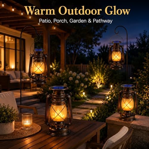 Marlrin Solar Lanterns Outdoor Waterproof 2 Pack LED Flickering Light - Image 5