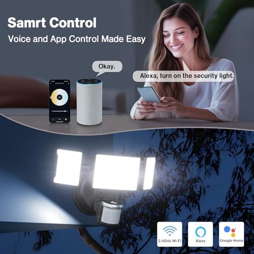 Olafus 65W Smart LED Flood Light Outdoor with Motion Sensor, 6500LM, 2700K-6500K WiFi Security Light Works with Alexa/Google, Motion Detector Lights with App Control, IP65 Floodlight Outside (Black) - Image 4