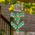 Handmade Peacock Feathers Glass Wind Chimes – Sea Glass Garden Windchimes for Outside, Hand-Painted Glass Suncatcher, Durable by Unknown