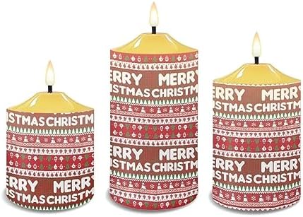Cozeyat Flameless Candles with Remote Set of 3, Cute Snowflake Snowman Pattern Flickering Electric Candles for Christmas Decoration, Unscented Realistic Bullet Floating Flame Pillar Candles - Image 2