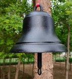 GTPBAO Front Door Iron Cast Hanging Bells, Antique Black Ringing Doorbell, Handcrafted Service Bell for Outdoor Garden Villa Cafe(Bell 19.5cm/7.7in) - Image 4