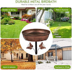 Metal Bird Bath Feeder for Outside – 3.14’’ Deep Birdbaths Bowl with Stable Stake & Upgraded 5-Pronged Base, 13’’ Dia Freestanding for Garden Yard Lawn Decor, 44’’ Tall Easy Clean 1.5 Gallon - Image 6