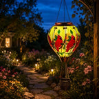 Cardinal Solar Lantern, Glass Hot Air Balloon Light with Flickering Flame - Image 4