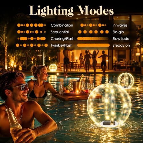 Solar Floating Pool Lights with Remote Control, 8 Lighting Modes（2PCS) - Image 5
