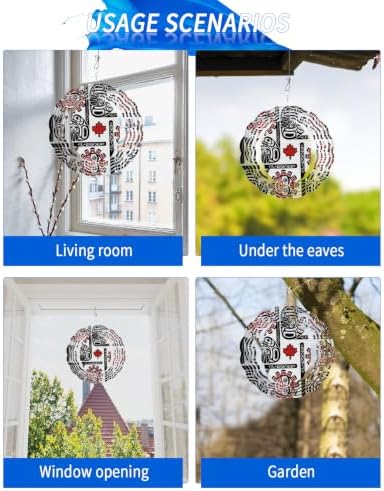 10 Inch Southwest Art Wind Spinner for Yard and Garden, Country Native Sun Graffiti Maple Leaves Hanging Ornaments Outdoor 3D Kinetic Wind Sculpture Spinners Indoor Outdoor Patio Décor Ornaments Gift - Image 7