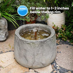 Tankana Compact Round Faux Stone Trough Water Fountain Outdoor Bubbler Water Feature Indoor with Solid Copper Tubing & Hidden Pump, Cottage Garden Yard Patio Entryway Meditation Fountain, Gray - Image 4