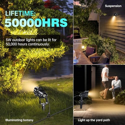 Low Voltage Landscape Lights Outdoor LED Landscape Lighting with Connectors 5W 500LM Focusing Lens Spotlights,24V AC/DC 3000K Warm White Waterproof IP65 Pathway Garden Yard Lights 6PACK - Image 6