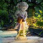 Little Girl Statue with Solar Lights Resin Art Sculpture Decoration for Outdoor, Garden Patio Decoration, Children's Day, Best for Child - Image 6