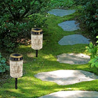 Poceacles Outdoor Solar Lights Solar Grave Candle Outdoor Waterproof Cemetery LED Candles for Cemetery Lawn Porch Outside Decoration, Retro Beige Lion Cross Rose, Set of 4 - Image 4