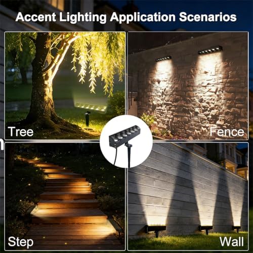 Landscape Lights, DC24V Low Voltage Spotlight, 12W、3000K、IP67 Outdoor Wall Washer Light, Wall Mount or Stake, for Landscape, Wall & Accent Lighting (2 Pack) - Image 5
