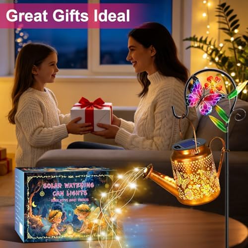 Solar Lights Outdoor Waterproof, Butterfly Solar Watering Can with Lights - Image 4