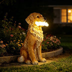 COWOS Solar Dog Statue with Glowing Bone, Golden Retriever Dog Statues for Outdoor Garden Decor, Weatherproof Dog Figurines and Pet Memorial Gift - Image 3