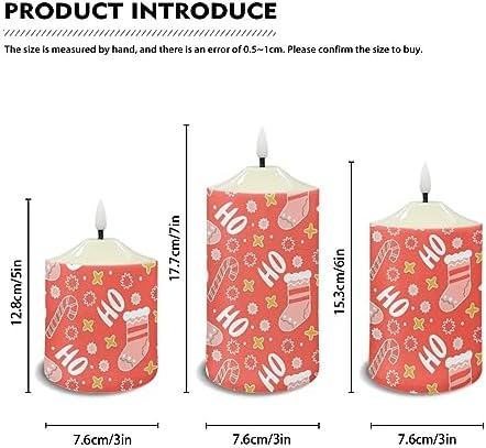 Cozeyat Christmas Decor Flameless Candles with Remote, Flameless Bullet Floating Candles Set of 3, Red Stocking and Candy Cane Design Ivory Pillar Battery Operated Candles with Dancing LED Flame - Image 6