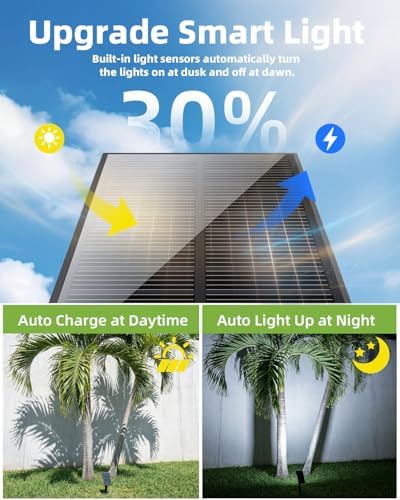 EZVALO Solar Spot Lights Outdoor IP67 Waterproof, Adjustable Solar Landscape Lights, 3 Lighting Modes Solar Spotlights for Outside Yard Garden Plant Trees Pathway Flag (Warm White-4Pack) - Image 6