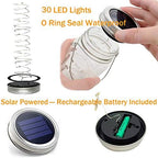 Mason Jar Solar Lights,8 Pack 30 Led Fairy Hanging Jar Lights,Solar Lanterns for Outdoor Patio Party Garden Wedding Christmas Decor Lights(Mason Jars/Handles Included) - Image 5