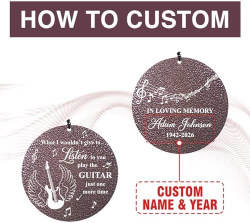 Personalized Guitar Memorial Wind Chimes Musical Theme - Image 2