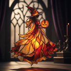 Autumn Witch Acrylic Suncatcher - Faux Stained Glass Indoor Window Hanging Ornament, Outdoor Sun Catcher Panel, Home Decor Gift for Halloween Lovers - Image 4