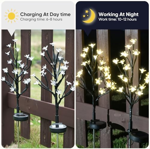 6 Pack Solar Lights Outdoor Waterproof, Garden Lights Solar Flowers - Image 3