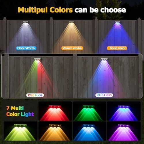 NIORSUN Solar Fence Lights,16 Pack Solars Deck Light,RGB Color,Outdoor Bulb Waterproof Led IP65,Outdoor Fence Light,Power Patio Lamp with Lenses for Outside/Backyard/Railing/Yard (White) - Image 2