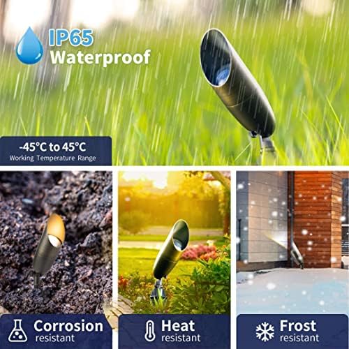 Gardenreet Outdoor Cast Brass Spot Flood Light - 12V LED Accent Uplighting Waterproof, Low Voltage Landscape Lights Metal, Bronze with Stake for Fence Fountain Without MR16 Bulbs (12 Pack) - Image 4