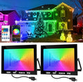 RGB LED Flood Light Outdoor 1000W Equivalent, 100W Bluetooth RGBCW Smart Floodlights 2700K, 16 Million Color Changing, Timing, Music Sync, IP66 Waterproof Landscape Light with US Plug (2 Pack) by CREPOW