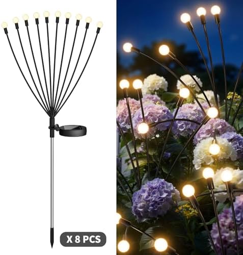 Outdoor Solar Lights Waterproof (8 Pack, 80 LED), Fairy Garden Decor, Fairy Tale Courtyard Decor, Firefly Lights, Solar Garden Lights, Solar Landscape Lights, Gifts for Women Who Have Everything - Image 4
