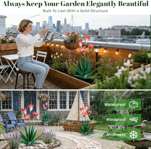 TOMBABY 32.28 Inch Metal Agave Plant Outdoor Decoration Lily Mexican Yard Art Garden Gift Home Decor Hand Painted Metal Agave Garden Yard Statue (2pc, Green) - Image 3