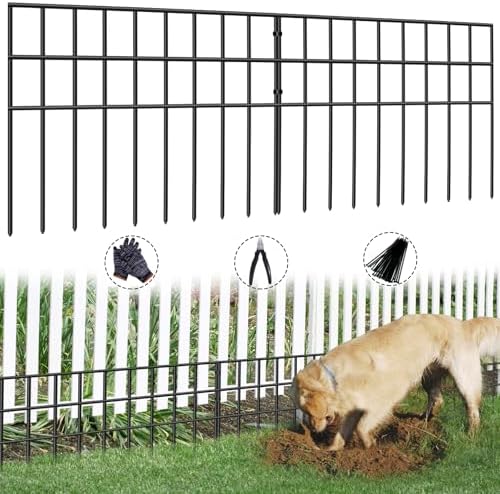 31ft(L) x 13in(H) Animal Barrier Fence, 22 Panels No Dig Garden Fence for Dog Rabbit, Rustproof Anti Digging Barrier, Garden Edging Border Ground Defense for Outdoor, Yard, Patio by AVELOTUUG