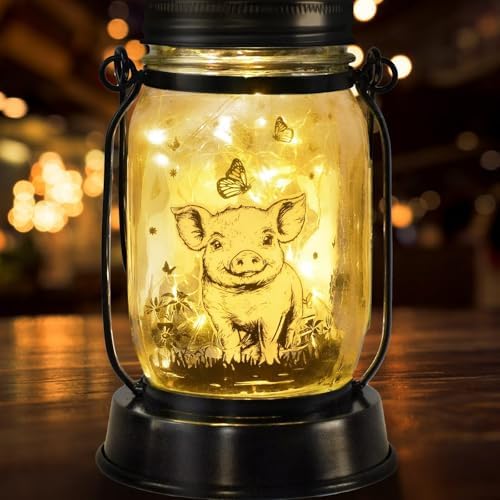 kyoryuger Pig Gifts for Women/Men/Kids Pig Lovers Animal Solar Lantern, Piglet Animal, Solar Garden Decoration, Night Light Room Decor Farm Piglet Present Yard, Patio,Backyard,Porch, Torches by kyoryuger