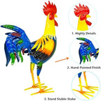 MACLARONX Metal Rooster Yard Art Outdoor Garden Decor Roosters Chicken Statue Decorations for Kitchen Home Lawn Patio, Multicolor - Image 2