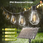addlon 102FT(96+6) Solar String Lights Outdoor, with 52 Dimmable LED Bulbs - Image 4