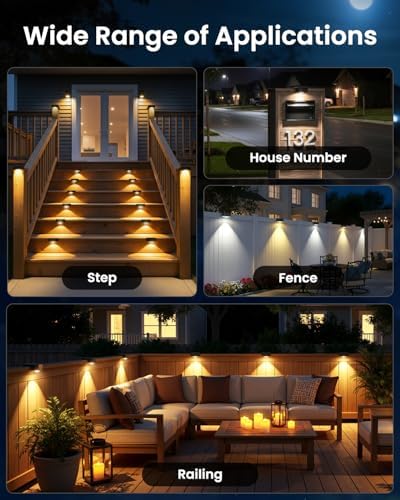 JOFIOS Fence Lights Solar Powered 12 Pack, 3000/4000/6000K 3 Modes, IP44 Waterproof Solar Deck Lights Outdoor, Dusk to Dawn Solar Step Lights for Outside, Deck, Backyard, Step, Patio, Stair Railings - Image 7