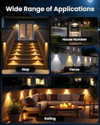 JOFIOS Fence Lights Solar Powered 12 Pack, 3000/4000/6000K 3 Modes, IP44 Waterproof Solar Deck Lights Outdoor, Dusk to Dawn Solar Step Lights for Outside, Deck, Backyard, Step, Patio, Stair Railings - Image 7
