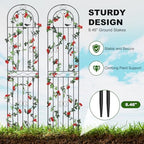 2 Pack 86.7" H x 19.7" W Metal Garden Trellis with Black Coating, Wire Lattice Grid Panel for Climbing Plants Outdoor Roses Vine Cucumbers Vegetables Flower Support (86.7" H, 2 Pack) - Image 3