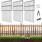 25 Pack Garden Animal Barrier Fence, 17in(H) x27ft(L) No Dig Decorative Fences, 1.5in Spike Spacing Rustproof Metal Garden Fence Border for Dogs Rabbits, Bottom Blocker for Outdoor Yard Patio by Ebikdi