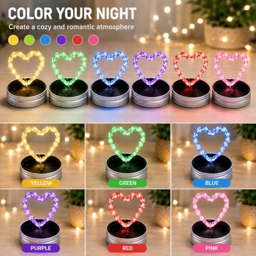 Solar Mason Jar Lid Lights Outdoor 12 Pack, Multicolor Garden Fairy Lights - Image 4