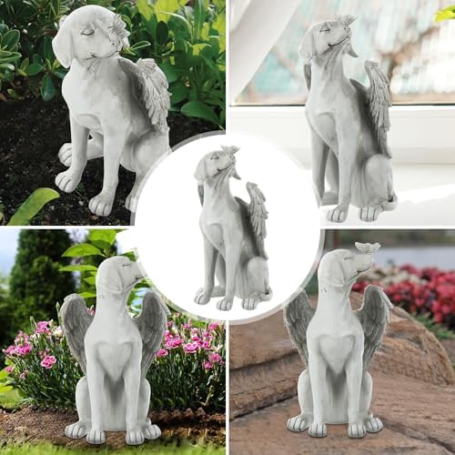Resin Memorial Dog Angel Statue, Outdoor Garden Grave Tribute Stone - Image 4