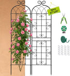 2 Pack 86.7" H x 19.7" W Black Metal Garden Trellis for Climbing Plants Outdoor, Heavy Duty Tall Plant Support for Roses, Vines, Cucumbers, Clematis, Flowers & Vegetables by LorenzoMDC
