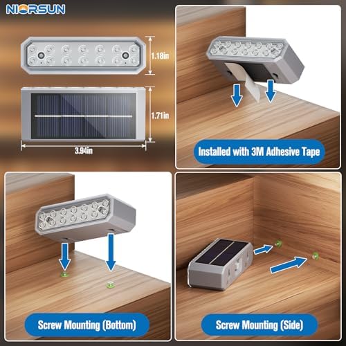 NIORSUN Solar Step Lights, 16 Pack Outdoor Horizontal Lights for Steps, Deck, Stairs, Dock & Pathway - Bright 3000K Warm White, Auto On/Off, IP67 Waterproof - Image 5