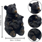 19" Mother Cub Bear Statue Garden Decor Outdoor Patio Black - Image 2