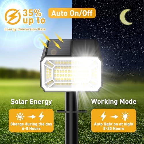 Solar Spot Lights Outdoor, Landscape Spotlights, 4 Pack Cool White - Image 2