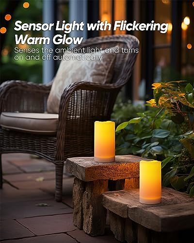 Homemory Solar Candles Outdoor Waterproof, Sensor Only, Dusk to Dawn, 3"x6" - Image 4