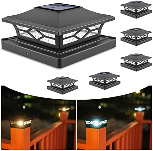 VOLISUN 6Pack Solar Post Cap Lights, 2 Color Modes Deck Lights, Black by VOLISUN