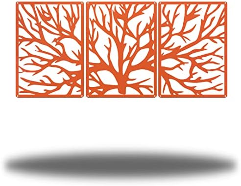 Riverside Designs 3 Panel Tree | Large Metal Art Sectioned Steel Decor | Made In USA | Multiple Sizes and Colors (Coral, 36") by Allyoursteeld%C3%A9corneeds
