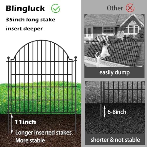5 Panels No Dig Decorative Garden Fence with Gate, 32in (H) x11.8ft (L) - Image 3